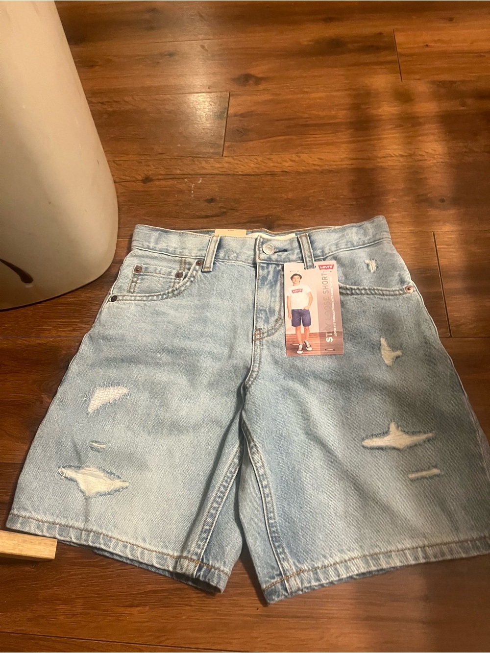 Levi's boys Light Wash Distressed Denim Jean Shorts